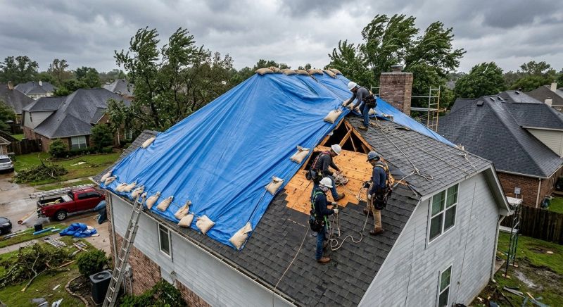 Storm Damage Roof Tarping in Louisa, VA